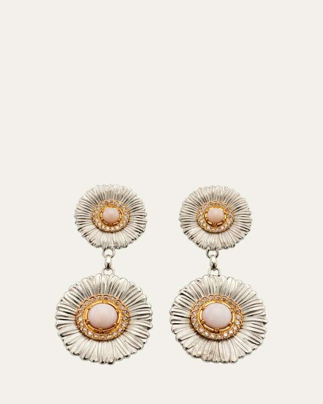 Daisy Pendant Earring with Pink Opal